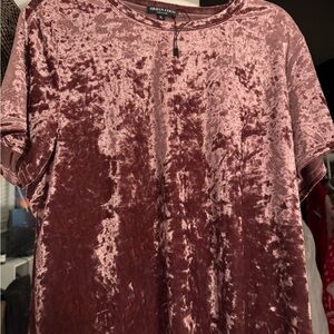 Urban Coco Velvet Short Sleeve Top in Mauve